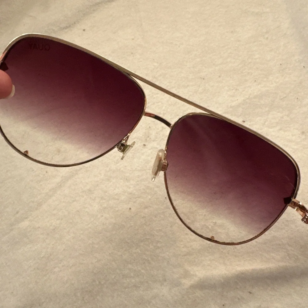 QUAY High Key Mini 126 Polarized Gold Aviator Sunglasses Frame Gradient Lens